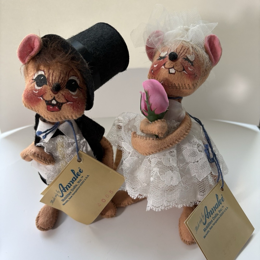 Annalee Wedding Mice Bride And Groom Mouse Set 1994 No. 2055 With Tags Mint!